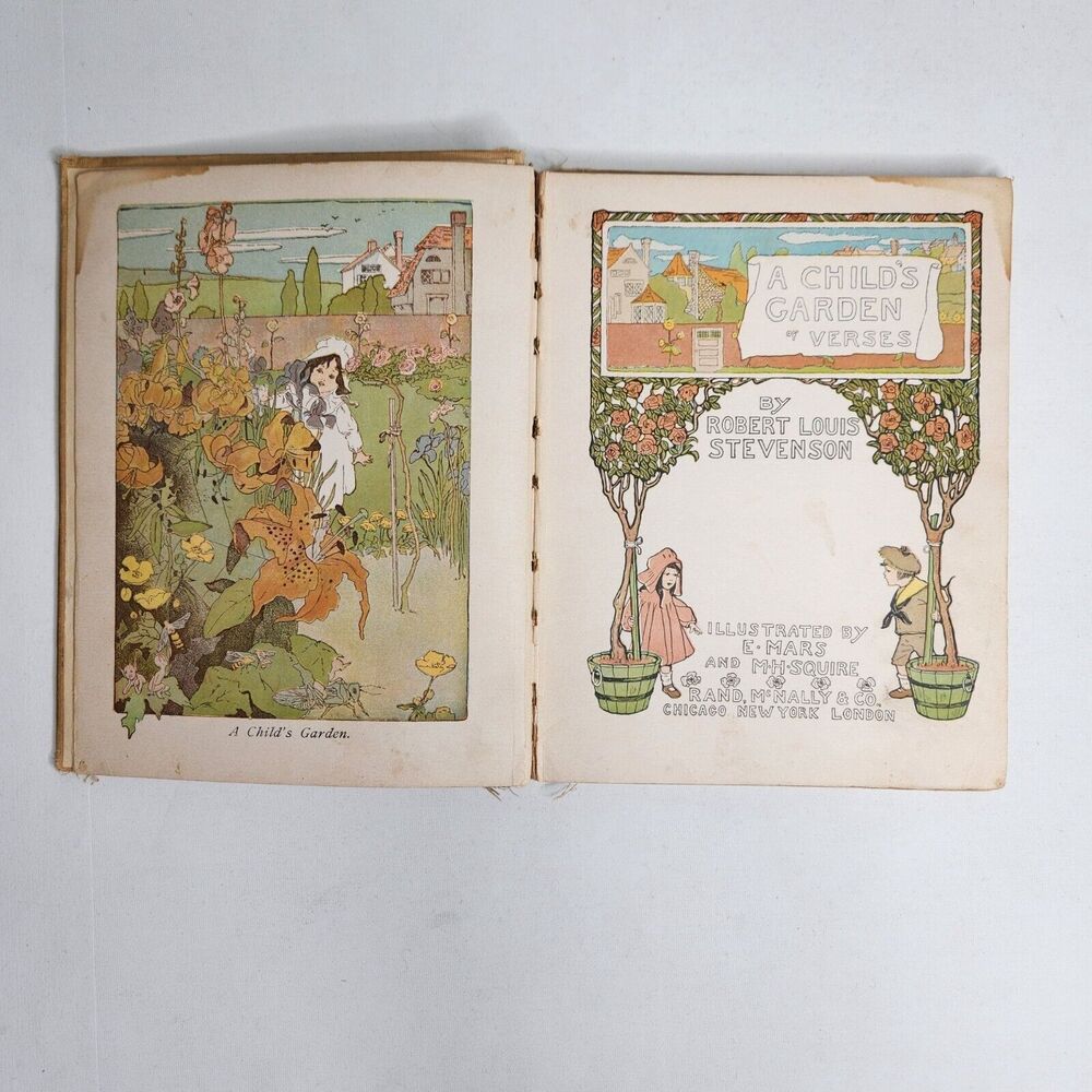 Antique 1902 A Child's Garden of Verses Robert Louis Stevenson Illustrated Book - Picture 5 of 16